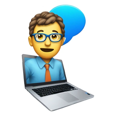 one blue Speech Balloon containing nerd face on top of laptop  sticker
