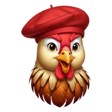 rooster with beret sticker