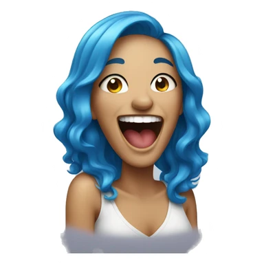 Lady laughing with blue hair  sticker