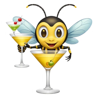 A wasp drinking a martini laughing sticker