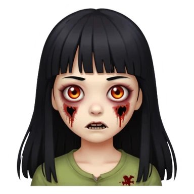 Faça uma menina de cabelo liso preto com franja zumbi cabelo longo  sticker