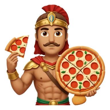 greece ancient warrior with pizza sticker