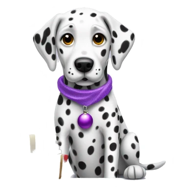 Dalmatian wearing purple Christmas ate sticker
