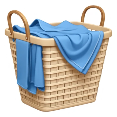 white LAUNDRY BASKET WITH FOLDED blue CLOTHES sticker
