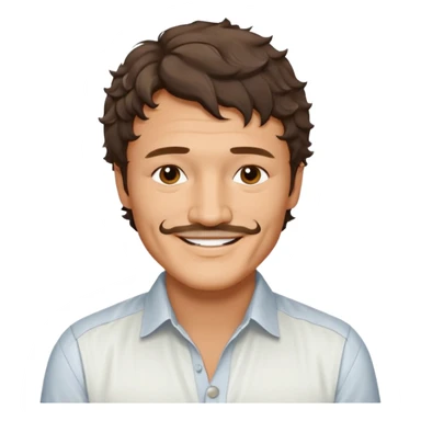 Pedro pascal looking really steamy and sexy smiling in an opened white button down shirt with perfect ringlets short hair sticker