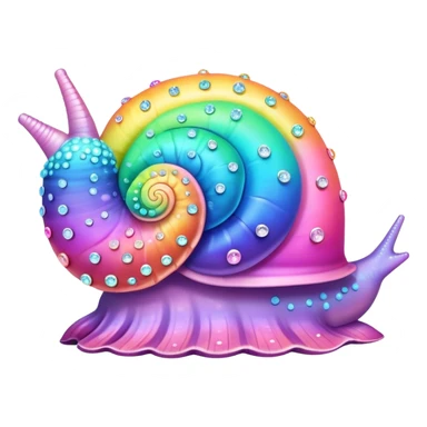 pastel neon rainbow bedazzled kawaii sea snail sticker