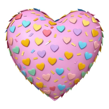 The heart is a pinata with confetti in soft pink, beige and yellow pastel light sticker