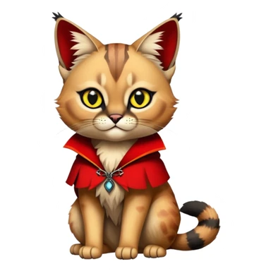 Gothic exotic Red and black and edgy and cute shiny Fantasy-Siamese-Bobcat-Caracal-Scottish-Fold-feline-Fakémon-feline-hybrid (full body) sticker
