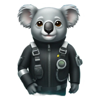 koala in black rubber diving suit sticker