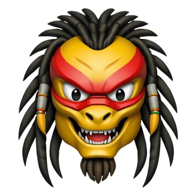 smiling predator from movie predator with rasta sticker