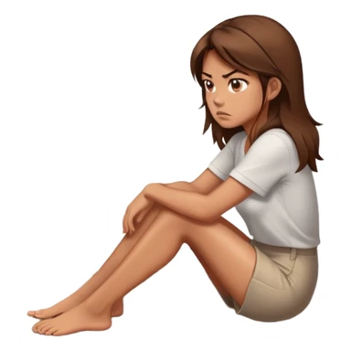angry woman with brown hair sitting on a floor in profile avoiding conversation sticker