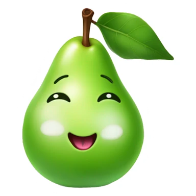 Shiny Green Cute pear with tongue sticker