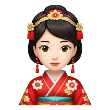 Japanese Princess with in red ceremonial robe kimono sticker