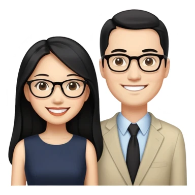 Show me an classy sexy Asian American woman without glasses who loves a cool tall white guy with classes  sticker