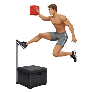 man jump onto plyo-box side-view sticker