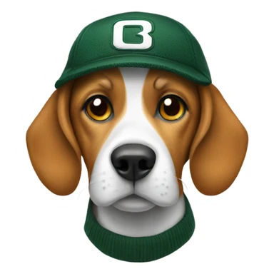 Beagle wearing a packer hat sticker