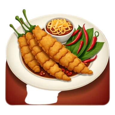 indonesian fried food with chili on a plate sticker