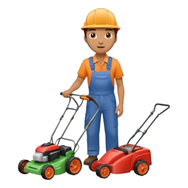 Maintenance worker
with lawnmower, full body sticker
