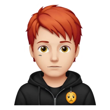 man with red hair and black hoodie sticker