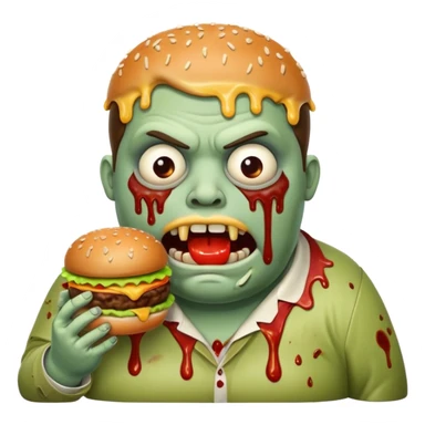 Fat zombie eating one burger sticker