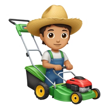 Mexican kid with lawnmower sticker