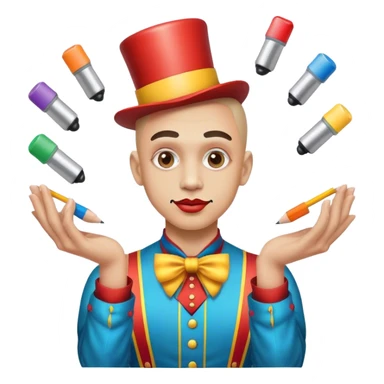 A circus artist juggling with 3 pencil sharpeners sticker