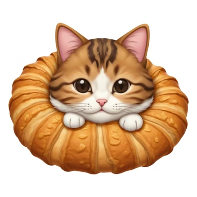 dark brown tabby and white cat in croissant position upside down with eyes closed sticker