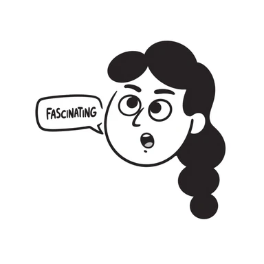 face with exaggerated eye roll and a speech bubble that says 'fascinating' in a sarcastic way sticker