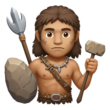 Cro-Magnon early human with primitive features and stone tools sticker