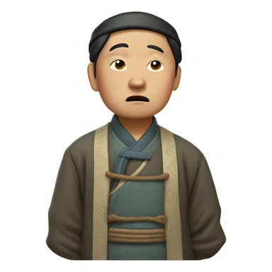 photorealistic sad Chinese peasant 1960s sticker