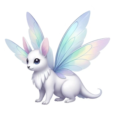  Iridescent white pale wings-ears, fairy-like-fakemon-creature  sticker