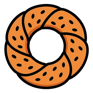 simit bread, lineal color outlined icon style, clean and clear sticker