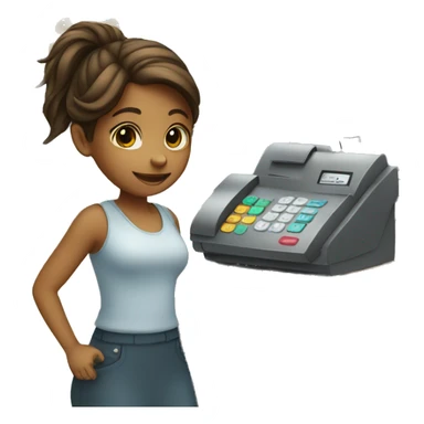 girl paying at the cash register sticker