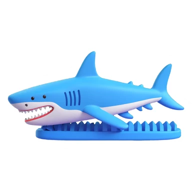 3D emoji of a blue shark merged with a Nike shoe, icon style sticker