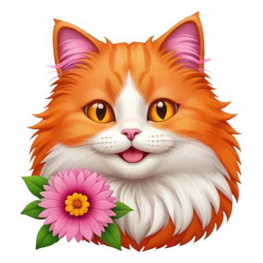 a fat happy cat  with flower sticker