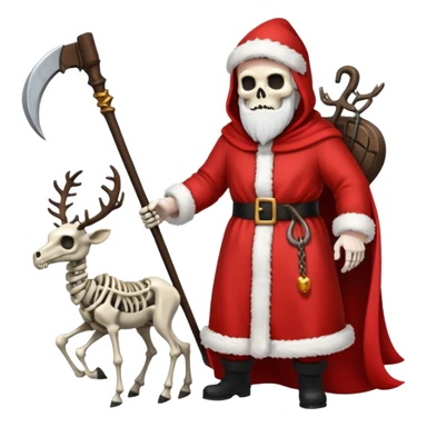 the Grim reaper dressed as Santa.... What gifts would be in his Sleigh.... What would his Sleigh likely look like.... Would the reindeer be skeletons, or ordinary reindeer sticker