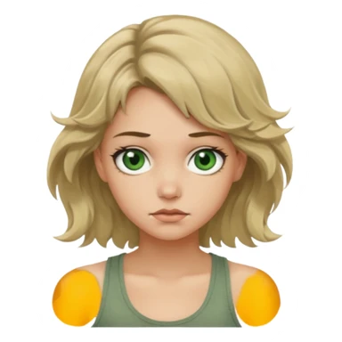 girl with wavy dirty blonde hair and greenish gray eyes giving a dirty look in a tank top  sticker