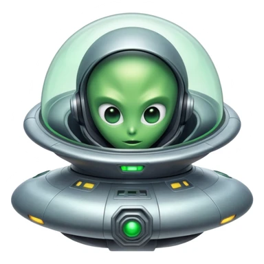 alien piloting a UFO spaceship sticker