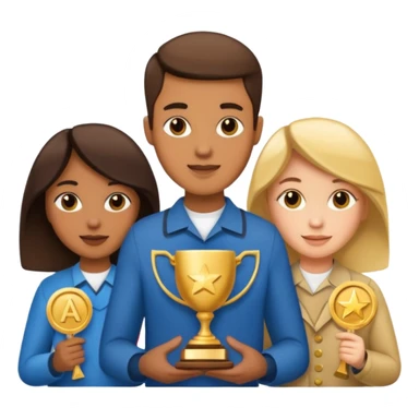 20 blue background awarrd with 3 people sticker