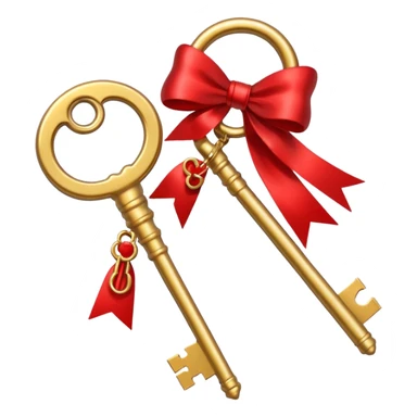gold 2 keys with a red bow sticker