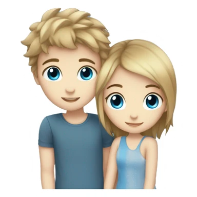 Blue eyes boy blach hair girl hug sticker