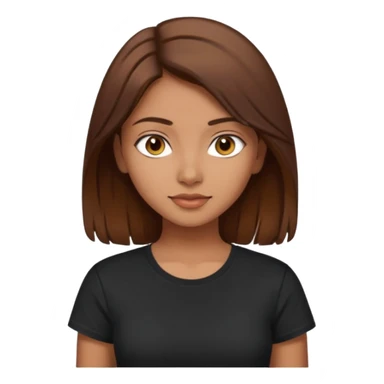 a pretty fair indian bratz girl with brown hair. with a black tshirt sticker