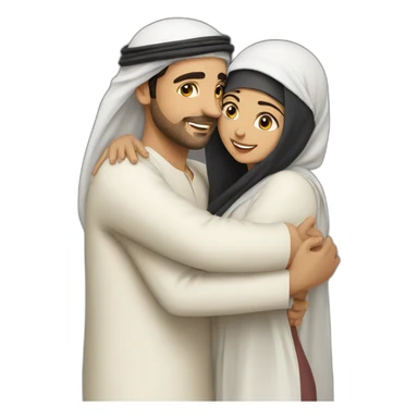 Arab men and women hug sticker