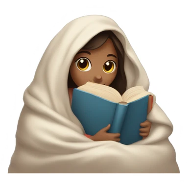 beautiful brunette girl hugging a book under a blanket sticker
