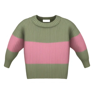 Pink and sage cropped oversize wool sweater, isolated sticker