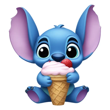 Baby stitch eating ice cream sticker