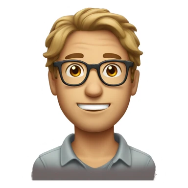 caucasian male, brown scraggy hair, glasses sticker