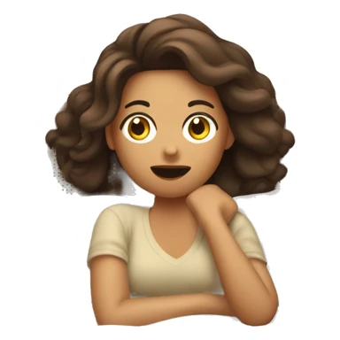 Chica de cabello café durmiendo plácidamente en su cama sticker