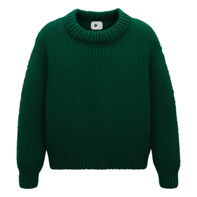 Dark green cropped oversize wool sweater, isolated sticker