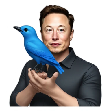 Elon musk holding a blue bird  sticker